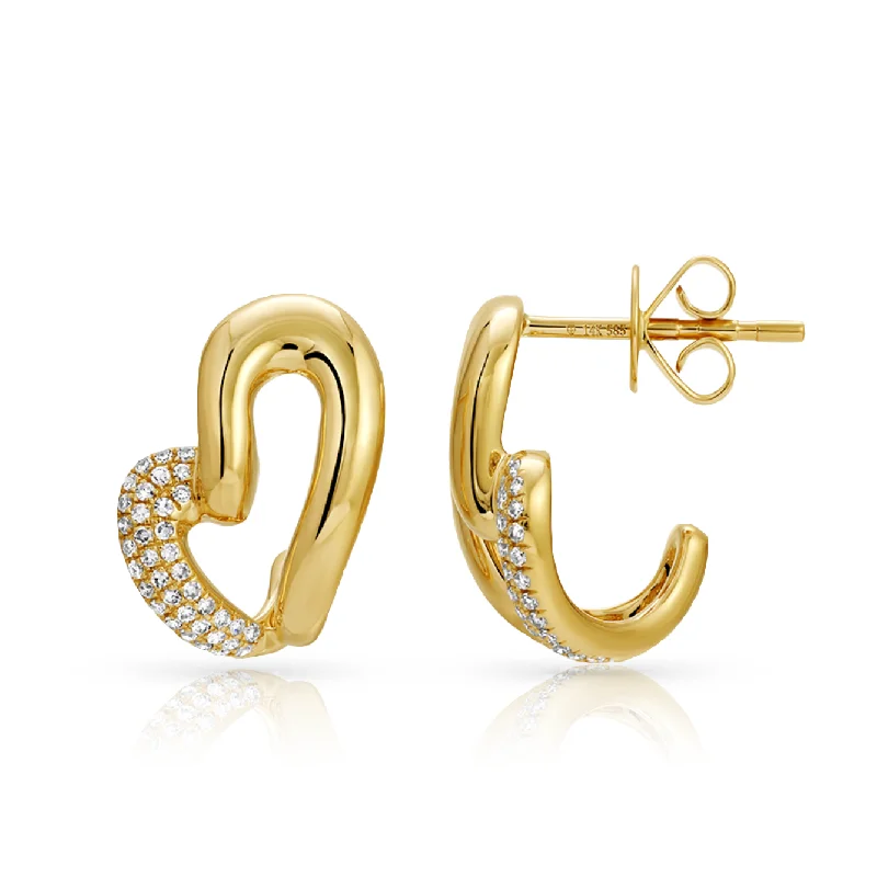 Women’s trendy hoop earrings-Split Bold Heart Studs