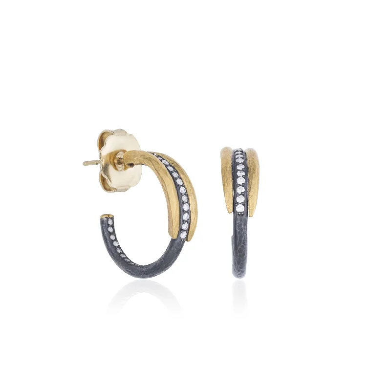 Women’s adjustable earrings-Lika Behar "ZEBRA" Diamond Hoop Earrings