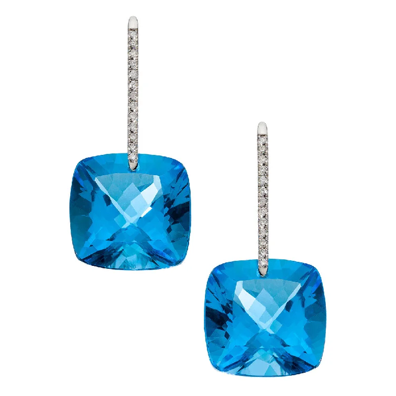 Women’s statement gemstone earrings-Reid Earrings White Gold Swiss Blue Topaz