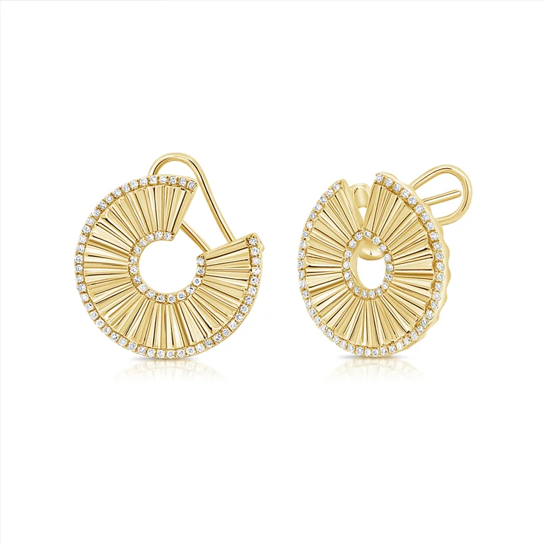 Women’s chain earrings-Fluted Diamond Round Statement Earrings