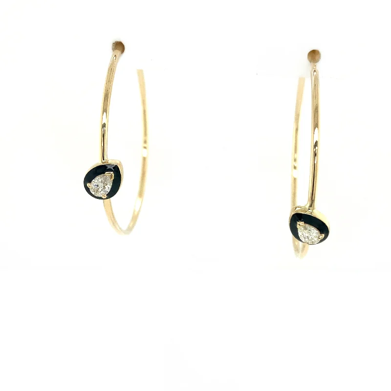 Women’s large hoop earrings-Enamel Bezel Set Diamond Hoops