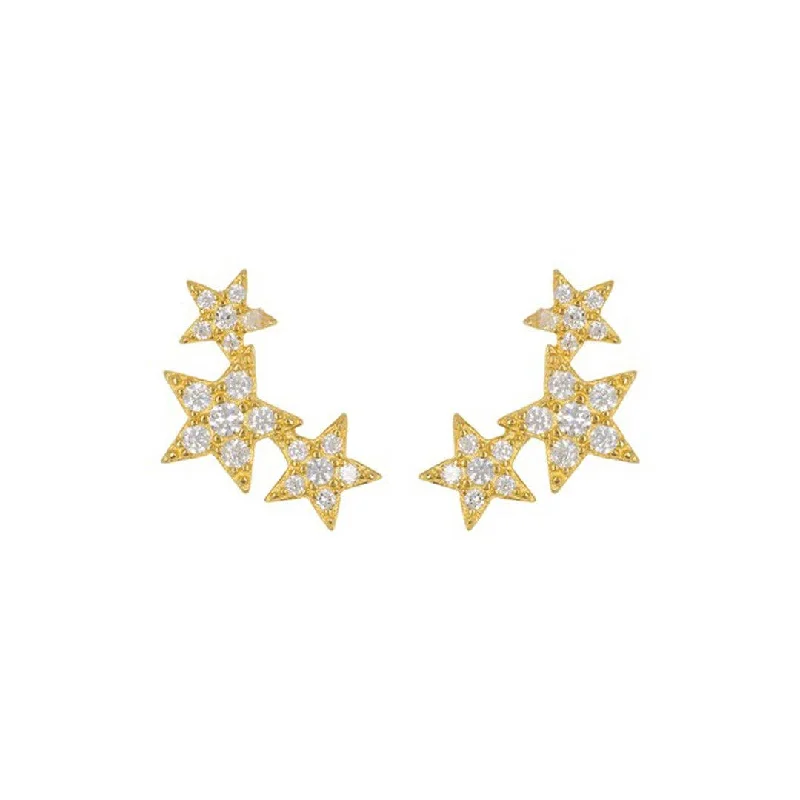 Women’s bold statement earrings-Gold Shooting Star Stud Earrings