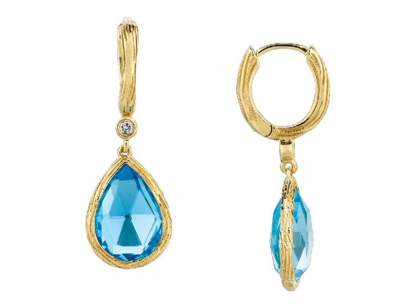 Women’s gold stud earrings-Diamond Accent Blue Topaz Dangle Earrings