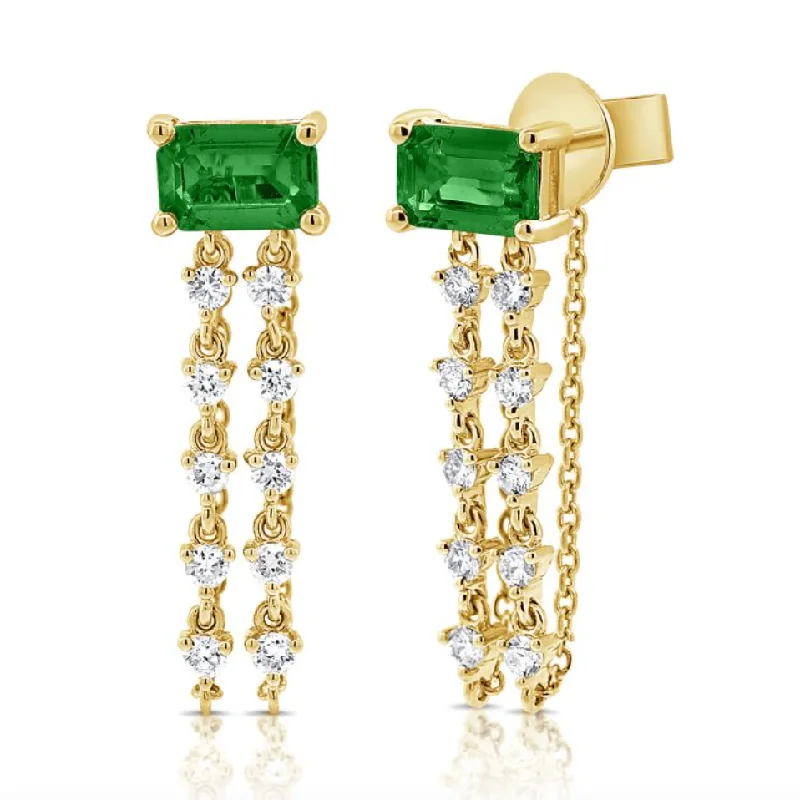 Women’s luxury diamond earrings-Emerald Diamond Cascade Earrings