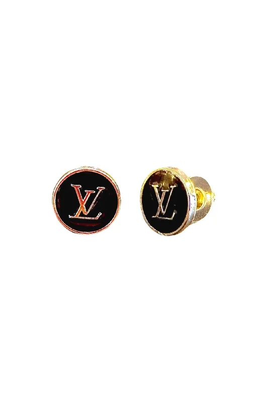 Women’s celestial earrings-LV Black Button Earrings