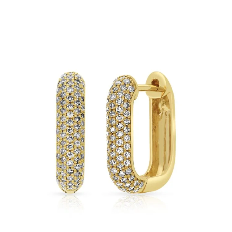 Women’s gemstone stud earrings-Small Domed Pave Huggies