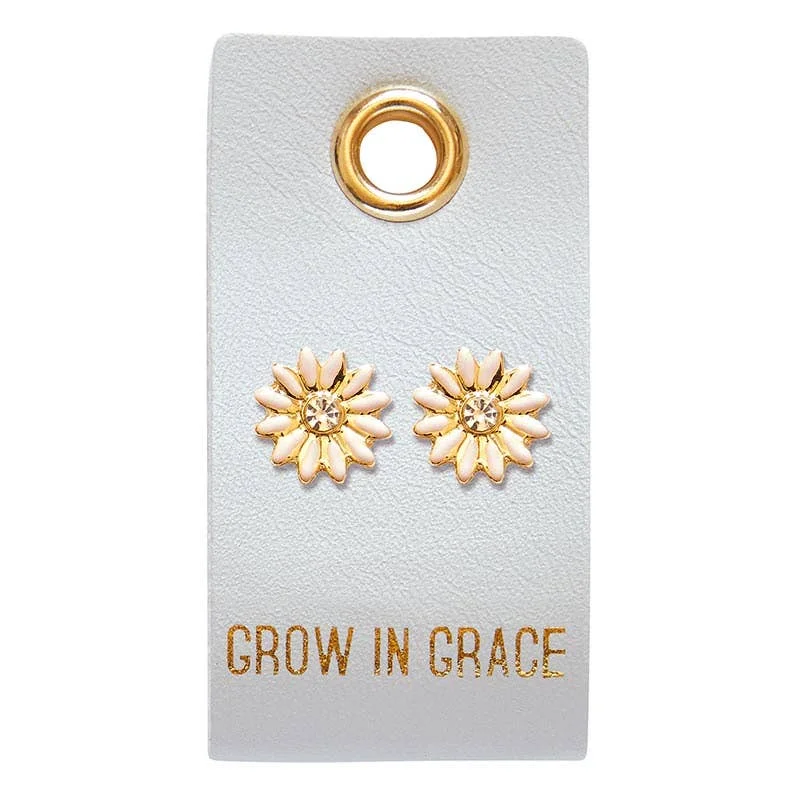 Women’s silver hoop earrings-Grow In Grace - Flower Earrings