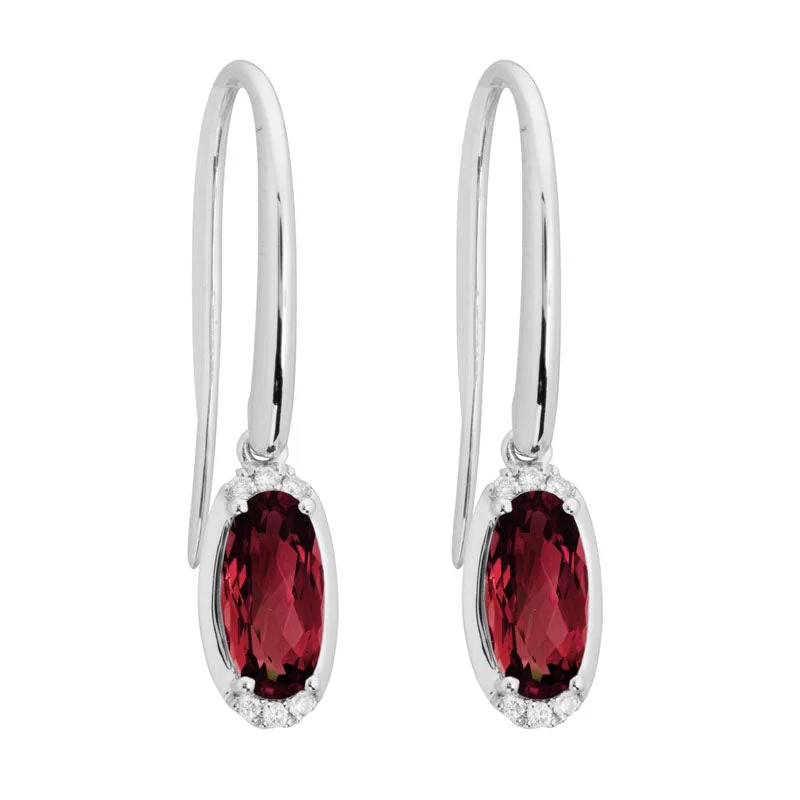 Women’s art-inspired earrings-Garnet & Diamond Oval Earrings