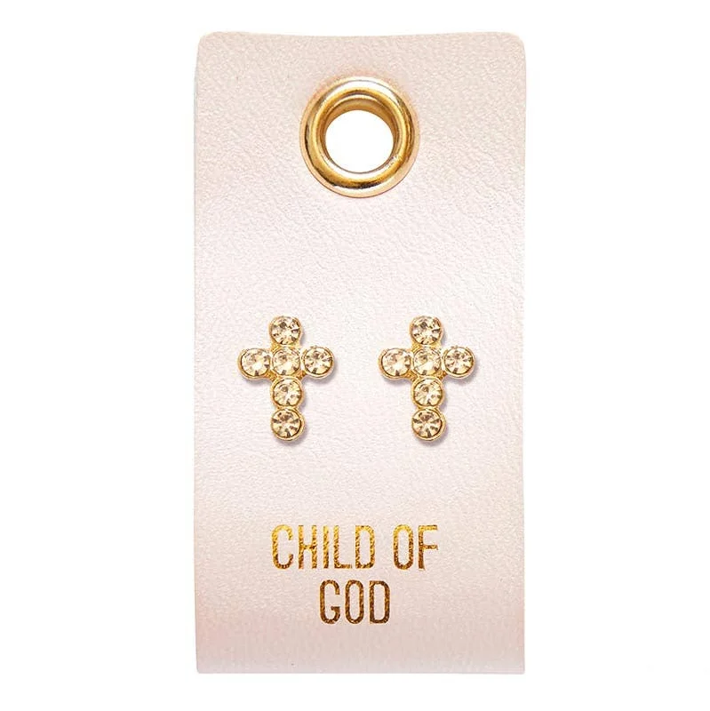 Women’s matching earrings-Child of God - Circle Cross Earrings