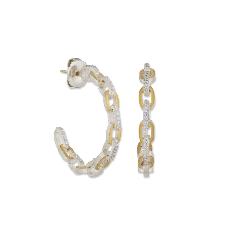 Women’s hoop earrings-Lika Behar 35mm Diamond "Chill-Link" Hoop