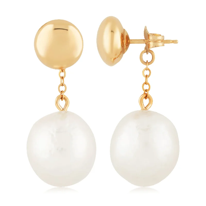 Women’s fashion earrings-Baroque Pearl Back Dangle Earring