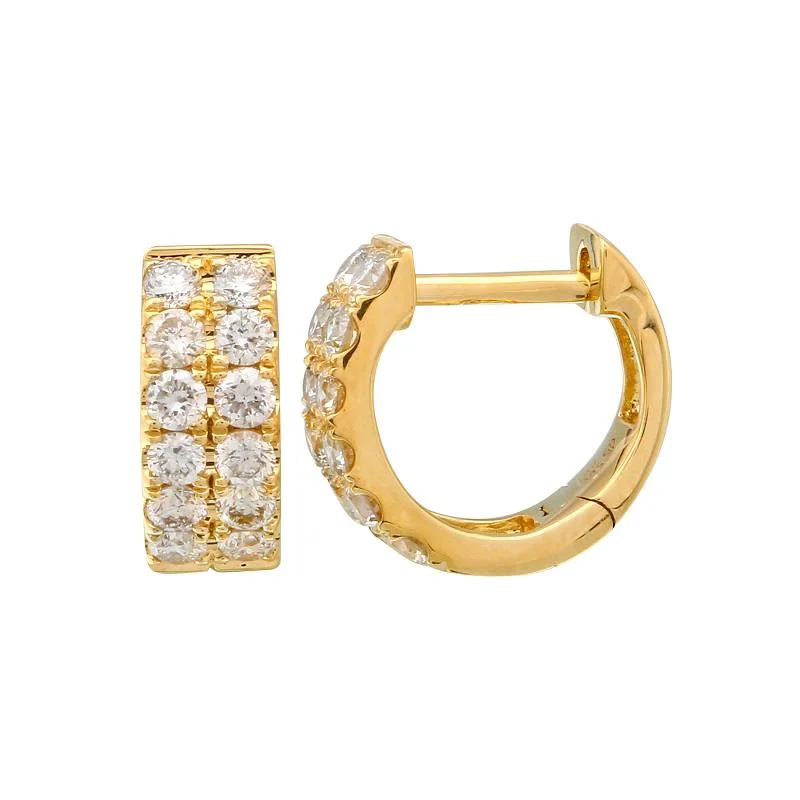 Women’s gemstone stud earrings-Double Pave Diamond Huggies