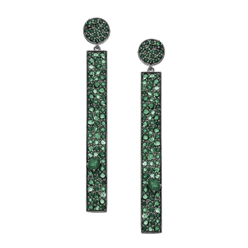 Women’s crystal earrings-Stardust Earrings Silver Emerald