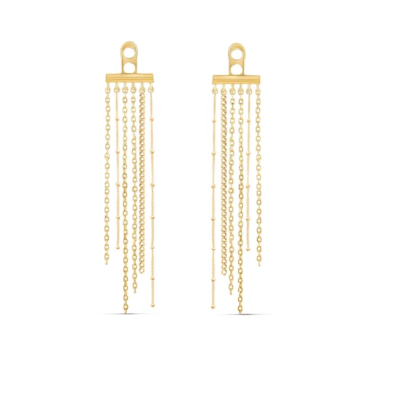 Women’s large statement earrings-Multi-Chain Tassel Earring Back Charm (PAIR)