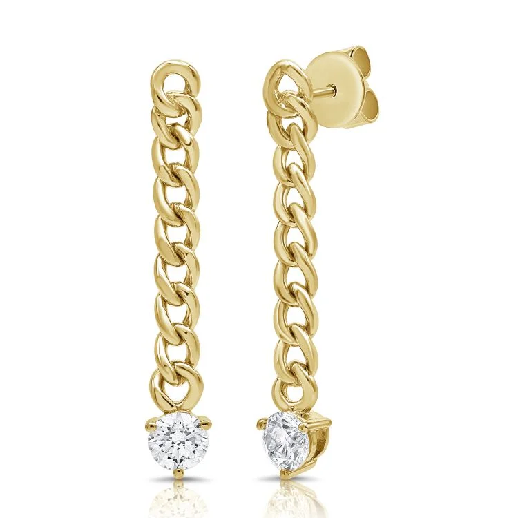 Women’s oval hoop earrings-Cuban Chain Diamond Drop Earrings