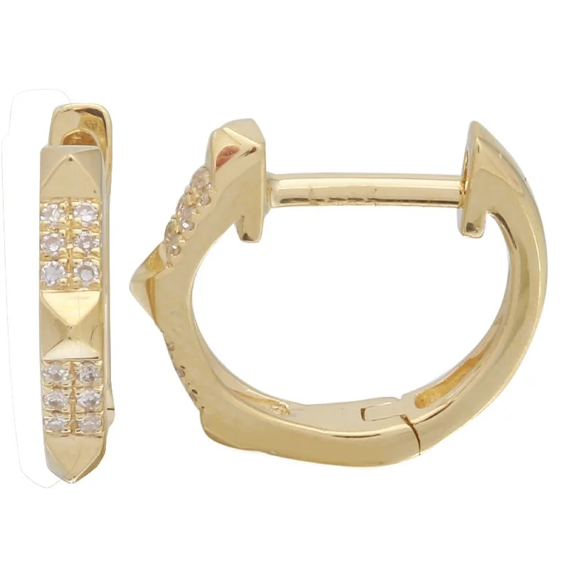 Women’s high-end earrings-Spike Gold Diamond Huggie Earrings