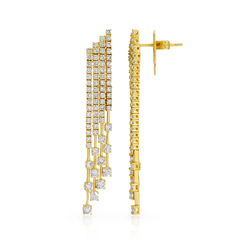 Women’s delicate earrings-Diamond Cascade Earrings