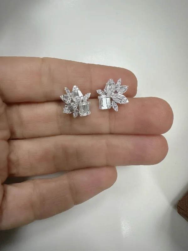 Women’s small hoop earrings-Hayley Diamond Cluster Earrings