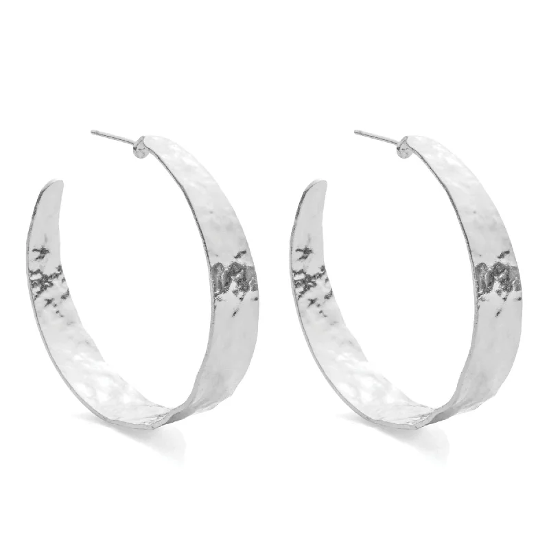 Women’s minimalist diamond earrings-Wide Gilded Collection Hoops Silver