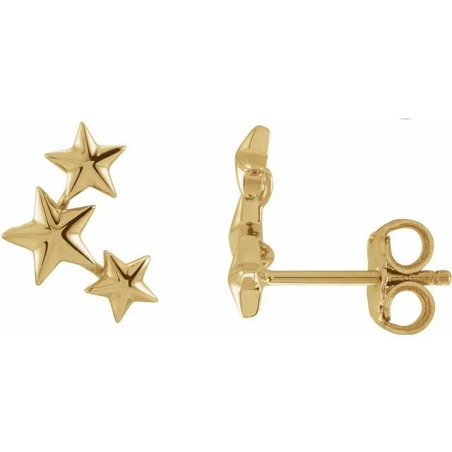 Women’s rhinestone earrings-Gold Star Crawler Earrings