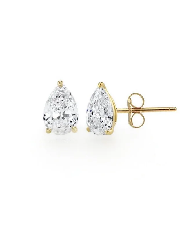 Women’s layered earrings-Solid 14K Gold Leona Stud Earrings