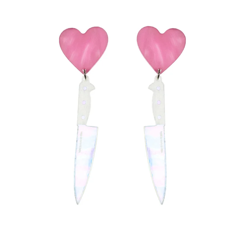 Women’s circular earrings-I Heart Knives Earrings in SWEET