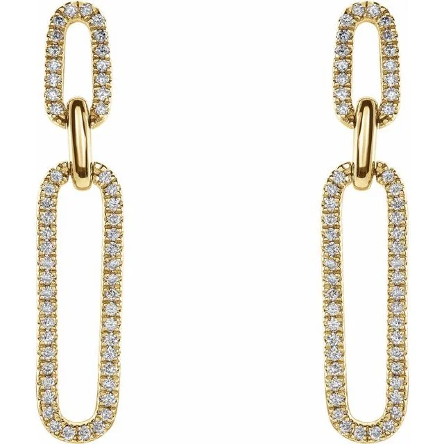 Women’s cubic zirconia earrings-Paperclip Link Diamond Earrings