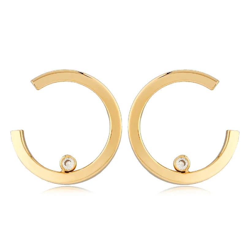 Women’s elegant earrings-Curved Earring with Diamond Accent