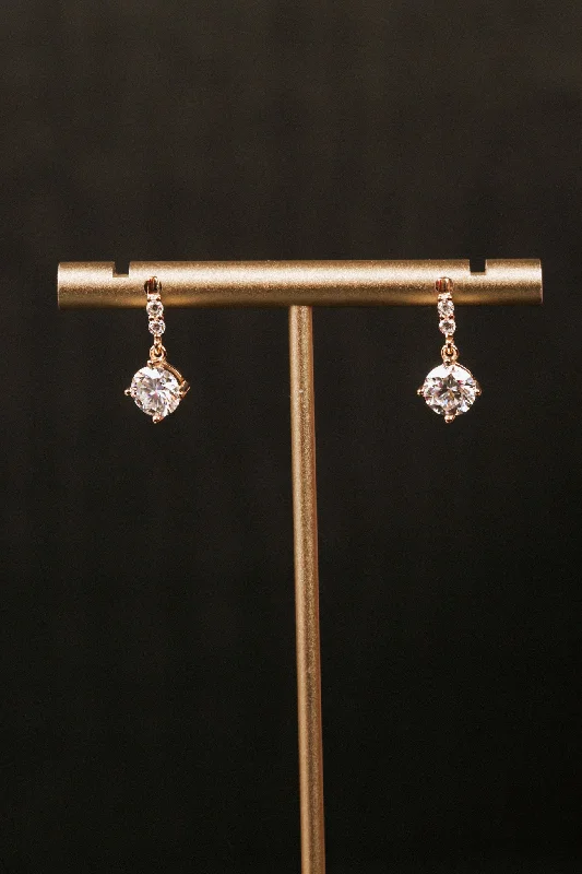 Women’s large statement earrings-1 carat Rose Gold Moissanite Earrings