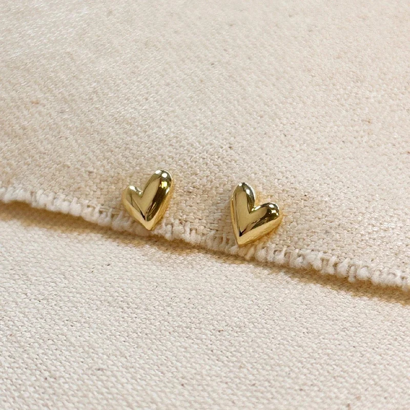 Women’s bridal earrings-Aster Gold Filled Mini Uneven Heart Stud Earrings