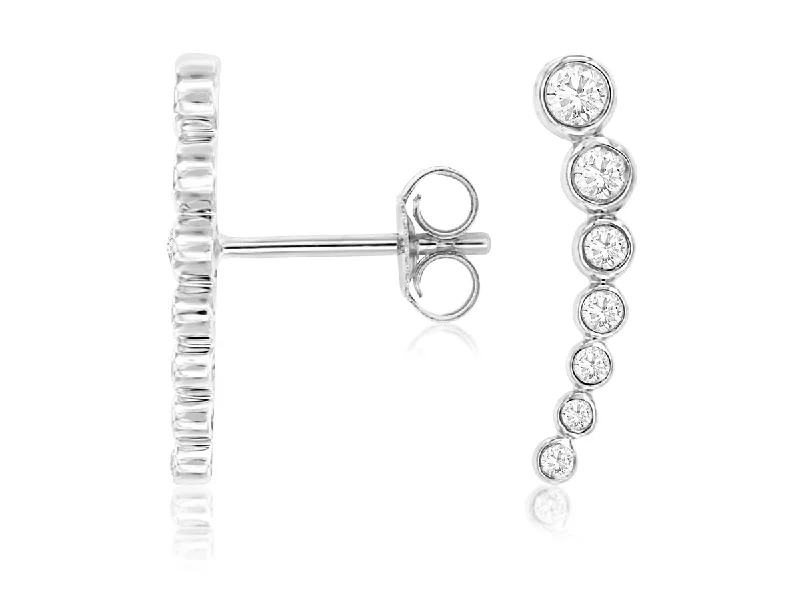 Women’s minimalist earrings-Bezel Set Diamond Ear Climber