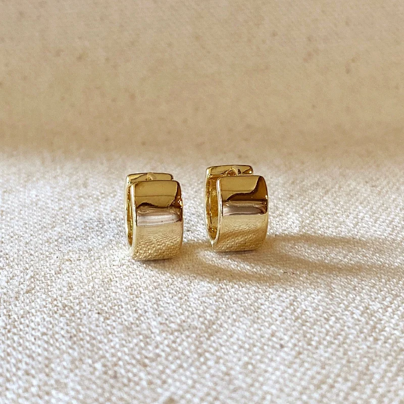 Women’s diamond earrings-Daphne Gold Filled Chunky Flat Clicker Hoop Earrings