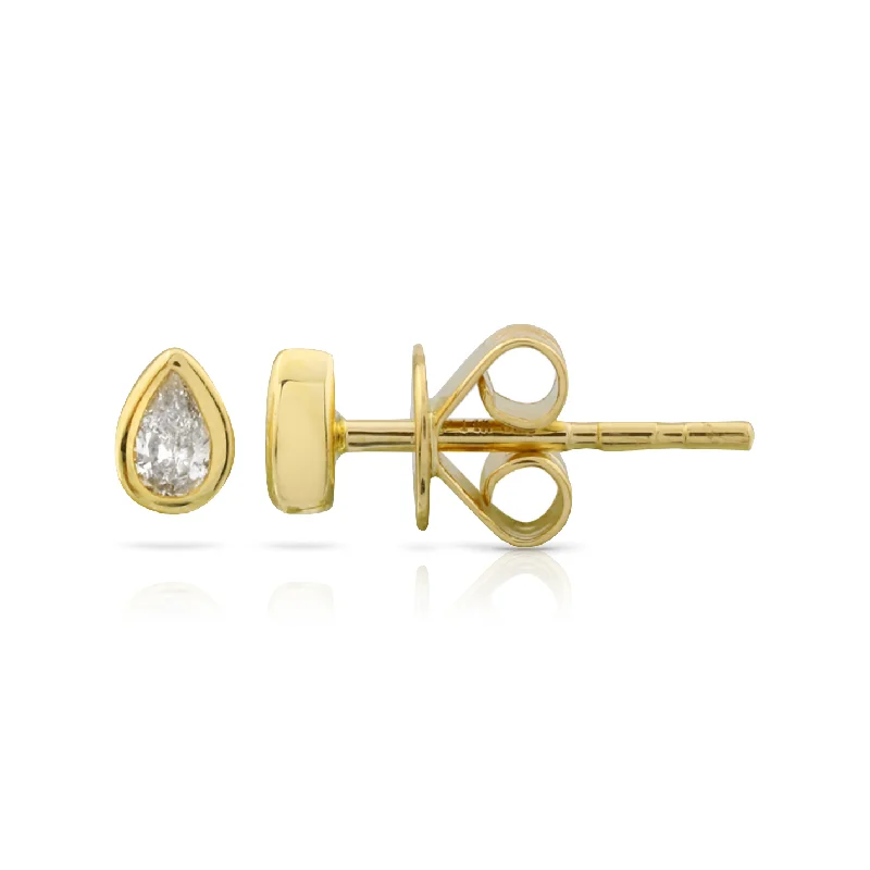 Women’s chandelier earrings-Pear Diamond Bezel Stud Earrings