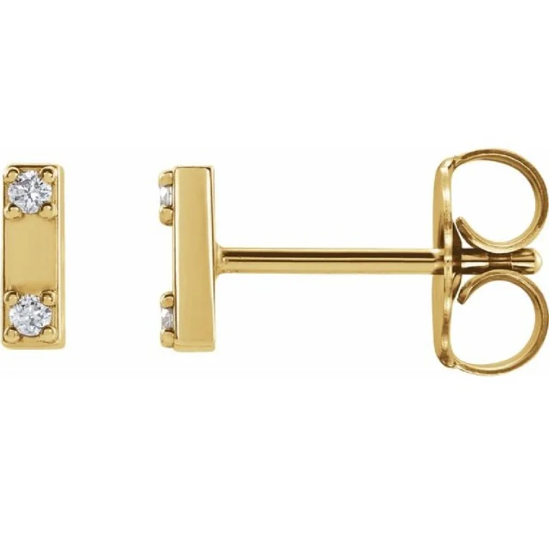 Women’s luxury stud earrings-Duo Diamond Bar Stud Earrings