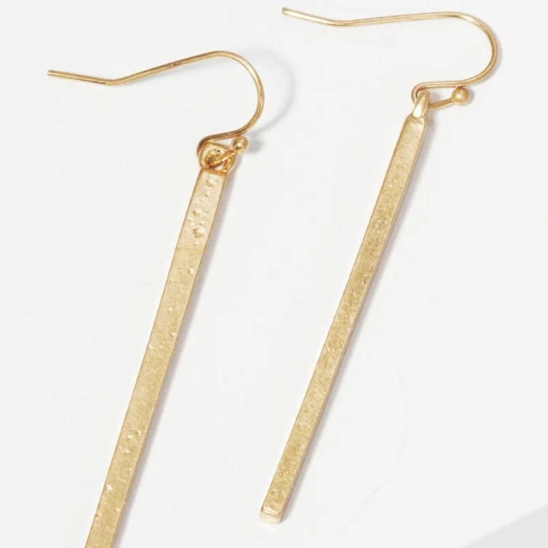 Women’s celestial earrings-Gold Polished Metal Bar Drop Earrings