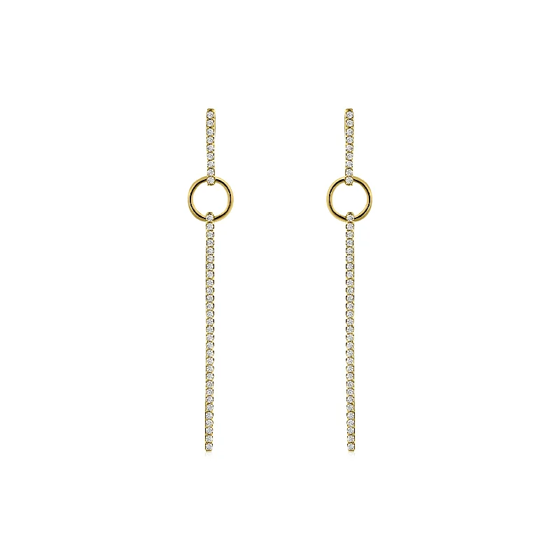 Women’s high-end earrings-Two Tone Diamond Line Earrings