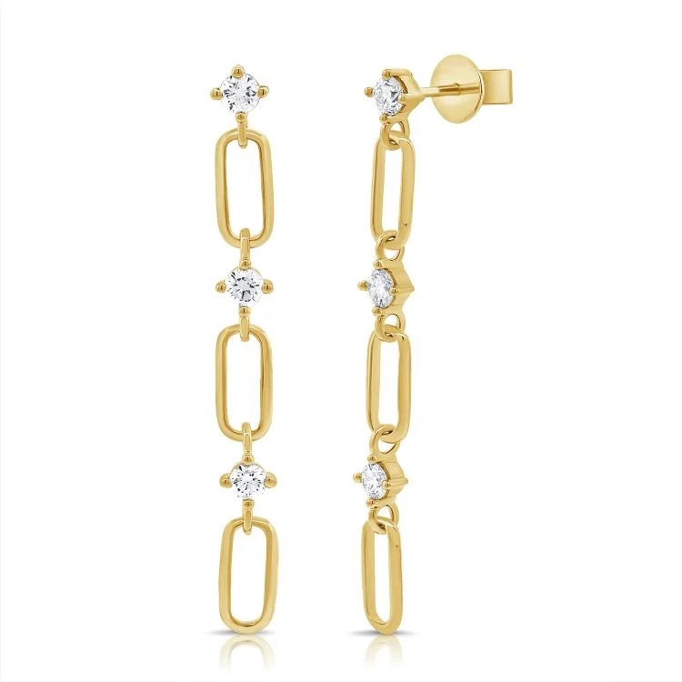 Women’s luxury diamond earrings-Segment Diamond Dangling Paperclip Earrings