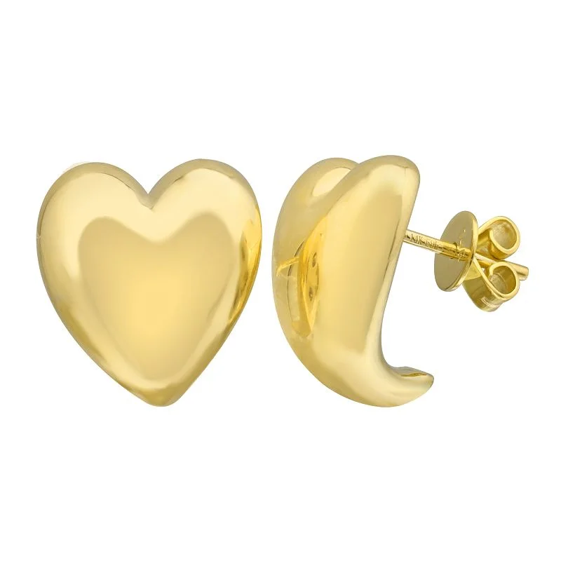 Women’s heart diamond earrings-Heart Bold Golden Earrings