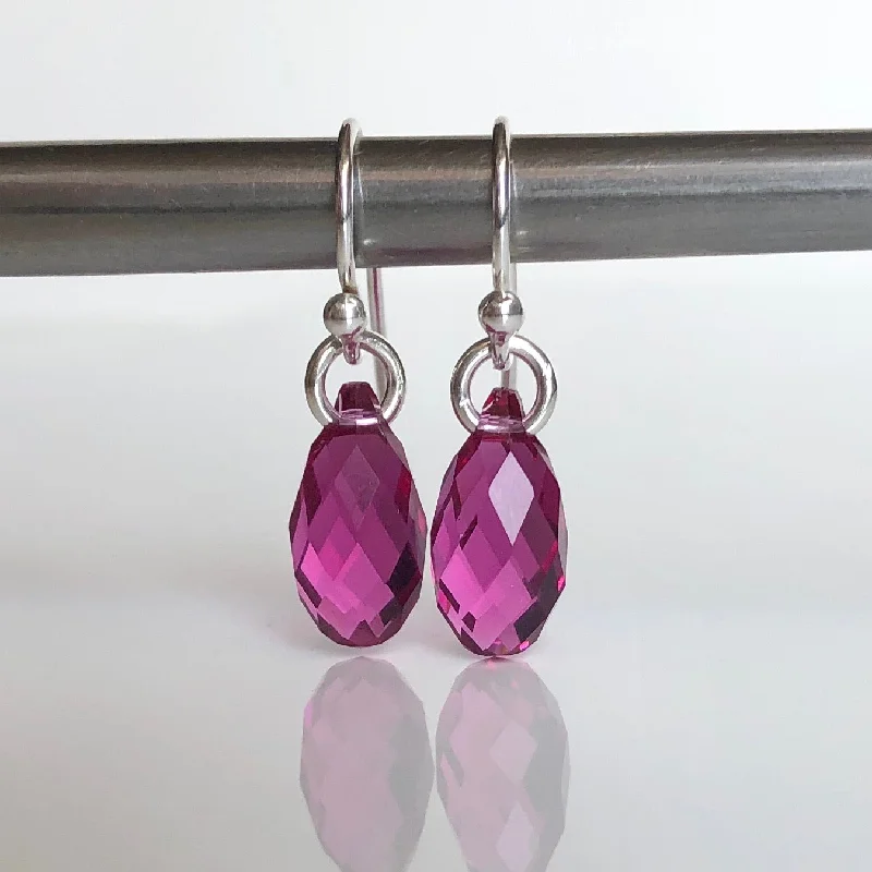 Women’s twisted earrings-teardrop earrings - fuchsia