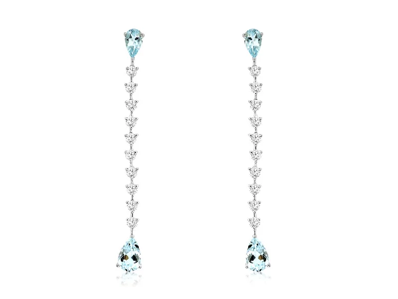 Women’s custom earrings-Aquamarine & Diamond Occasion Earrings