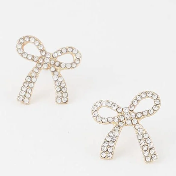 Women’s oval earrings-Bow Crystal Earrings