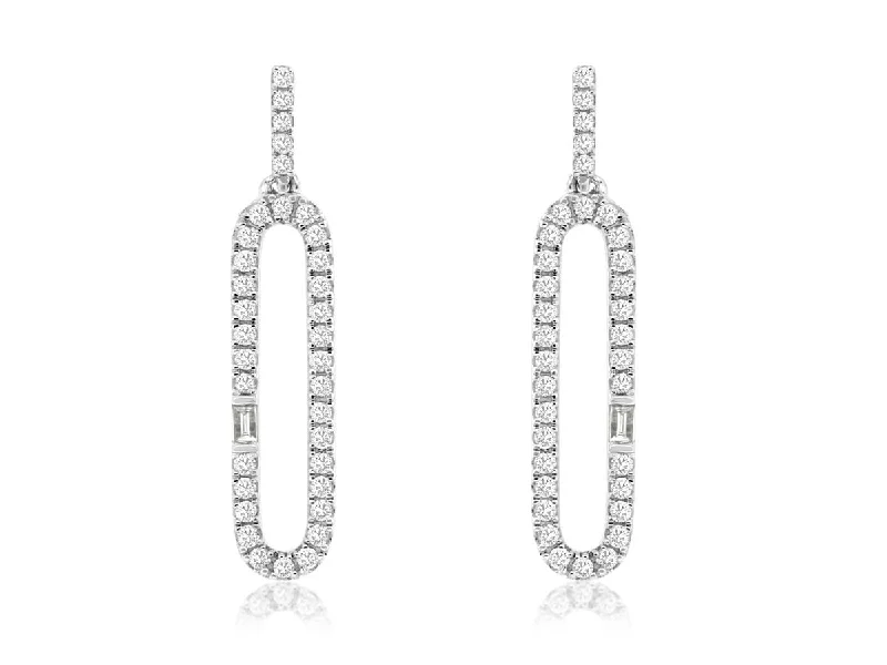 Women’s drop earrings-Diamond Paperclip Drop Earrings