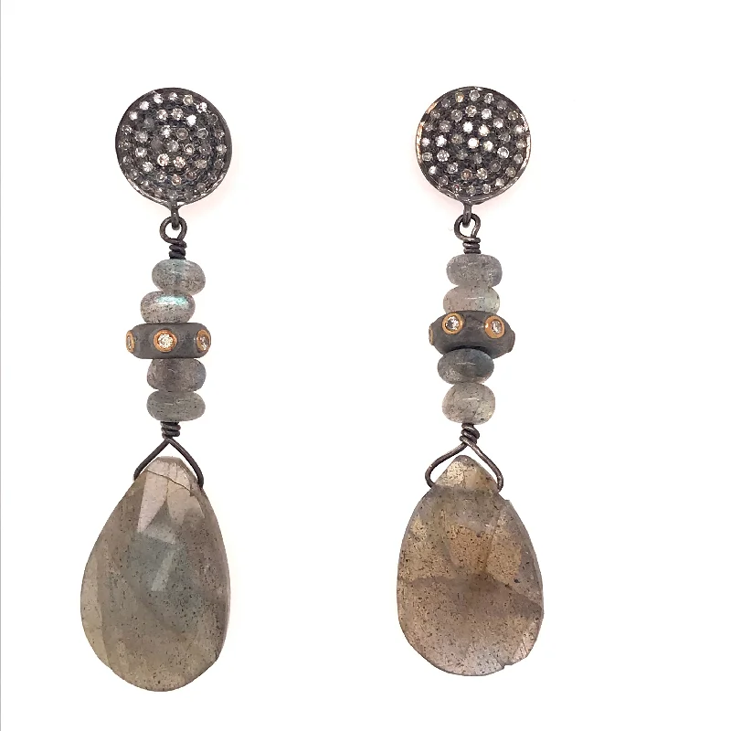 Women’s enamel earrings-Sterling Silver Labradorite Dangle Earrings