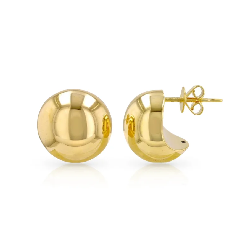 Women’s silver earrings-Button Golden Earrings