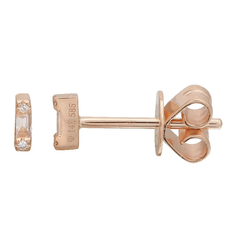 Women’s long earrings-Mini Baguette Bar Studs