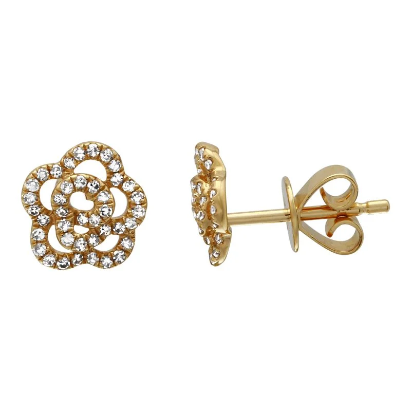 Women’s flower earrings-Diamond Flower Studs