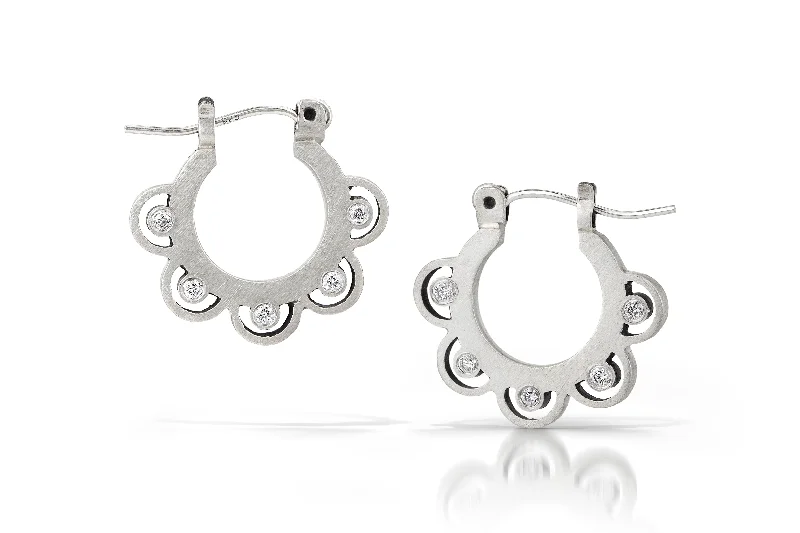 Women’s silver earrings-Belle Brooke Mini Mandala Hoop Earrings