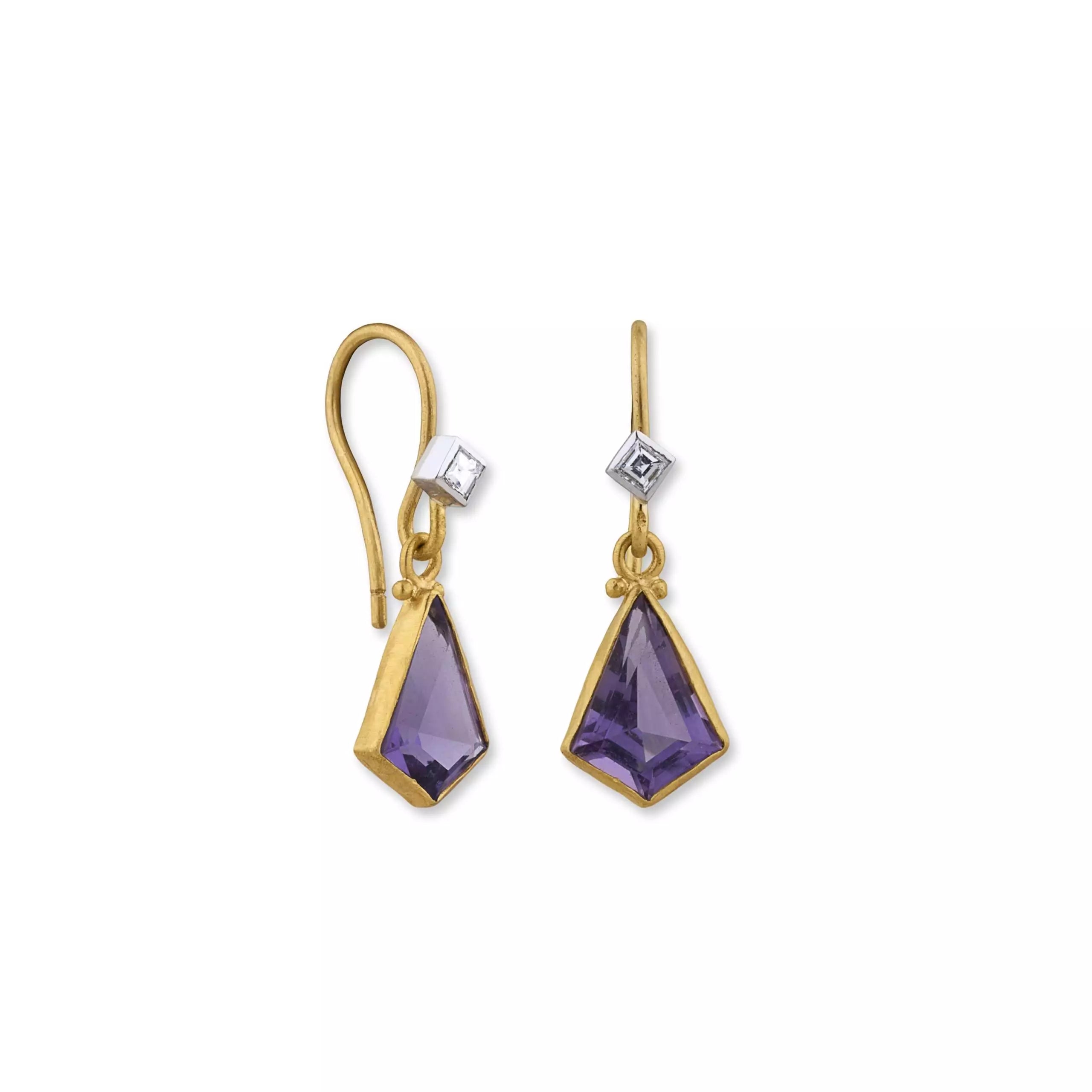 Women’s minimalist diamond earrings-Lika Behar "DECO" earrings