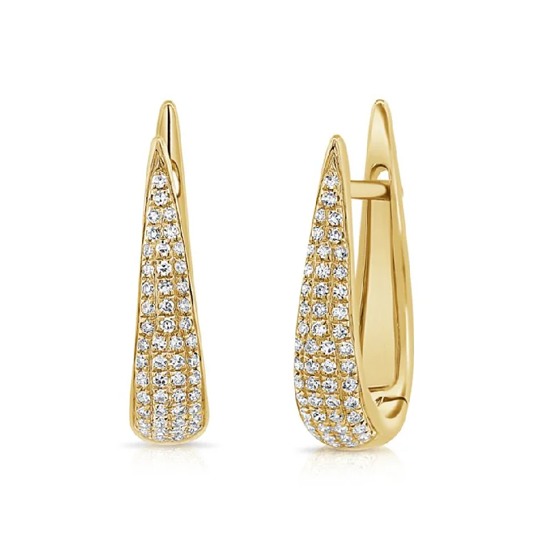 Women’s high-end earrings-Edgy Domed Diamond Huggies