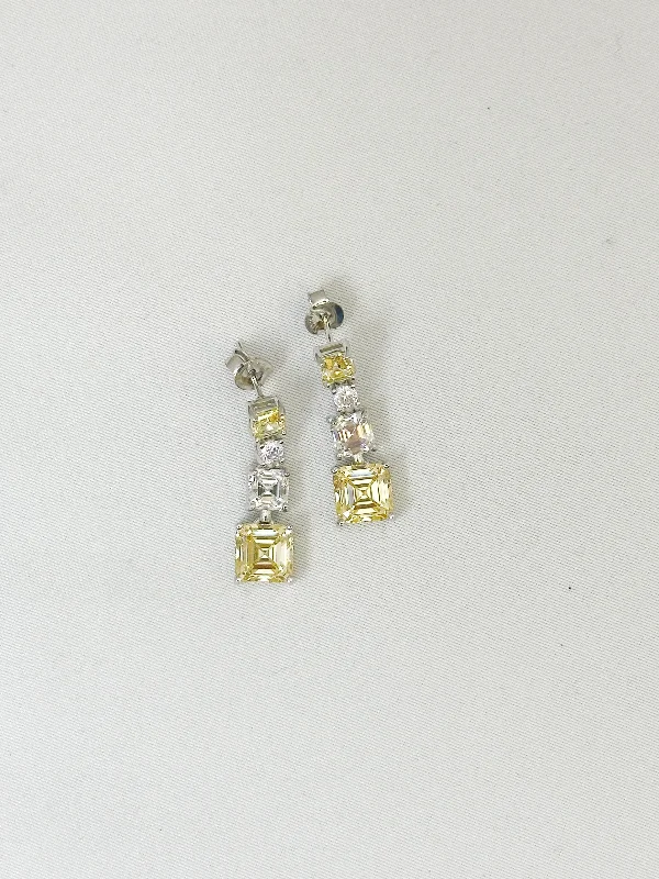 Women’s leaf earrings-Citrine .925 Sterling Silver Drop Earrings